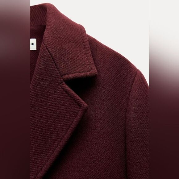 NWT ZARA MANTECO WOOL BLEND COATโZW COLLECTION Burgundy - Picture 14 of 16
